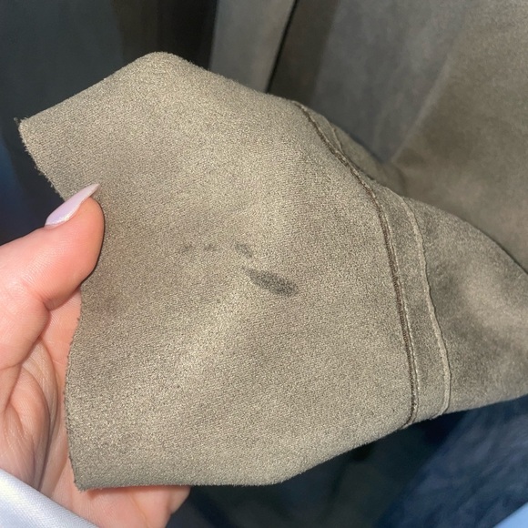 Zara Olive green faux suede trench coat with pockets - Picture 4 of 6